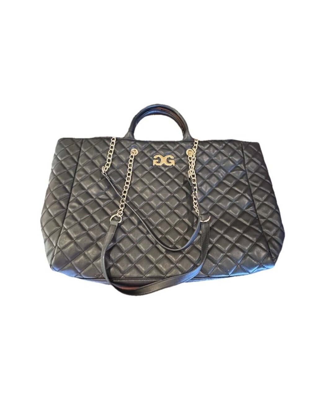 NWT Gilda Paris Black Quilted Tote with Chain Strap Gold Hardware Women